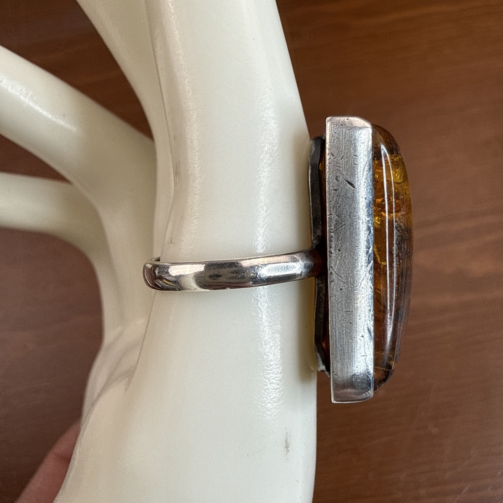 Rectangular Natural Baltic Amber Sterling Silver … - image 2