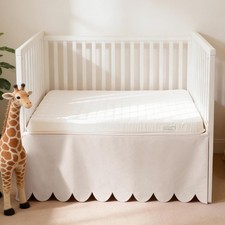 100 Cotton Scallop Edge Crib Bed Skirt, 28"x 52" with 14" Drop, 4-Sided Soft