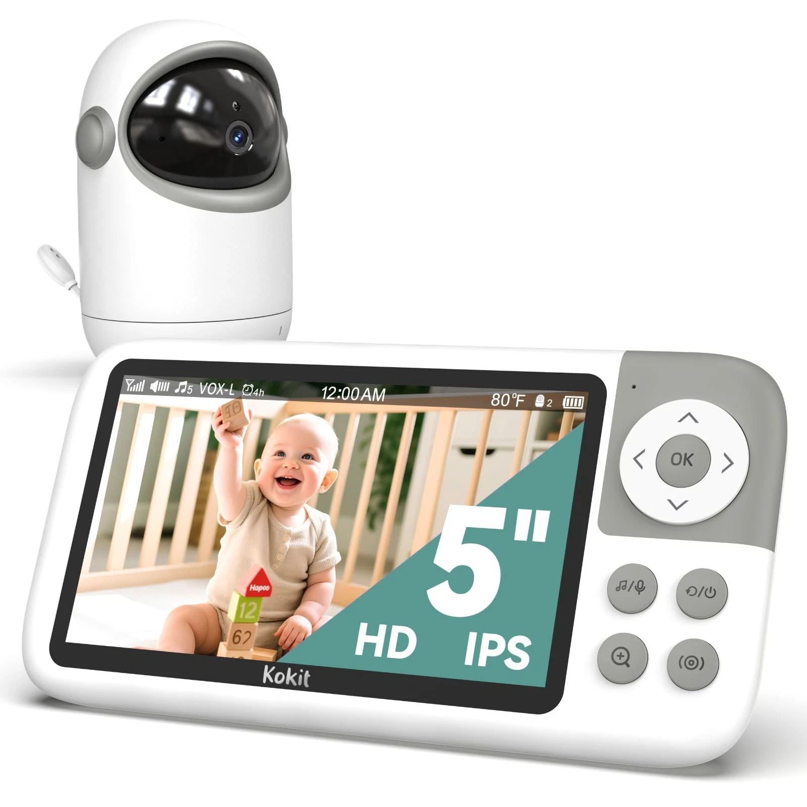 5'' Video Baby Monitor with Camera and Audio,36-Hrs Battery Life,HD Camera Re...