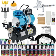 Complete Pro G44 MASTER Dual-Action AIRBRUSH w-AIR COMPRESSOR KIT and Paint