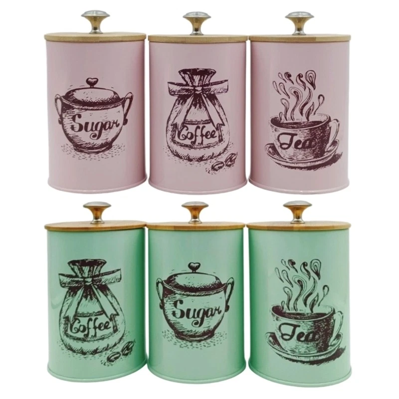 Elegant Iron Kitchen Canisters Set with Airtight Lids for Coffee Storage