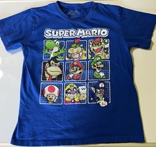 Vintage Y2K Blue Super Mario Boys M/10-12 Graphic T-Shirt