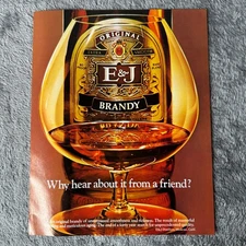 E&J Brandy Vintage Print Ad Original Liquor Advertising Ephemera Bar Decor Art