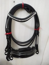Weymouth Leather Bridle With Crystal Browband, Double Leather Reins Free Ship
