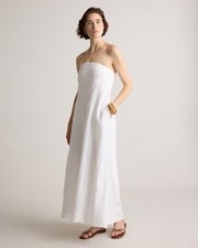 Quince Women 100% European Linen Strapless Maxi Dress White M