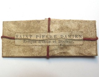 ANTIQUE RELIQUARY RELIQUE RELIC TO SAINT PETER DAMIAN BISHOP OF OSTIA