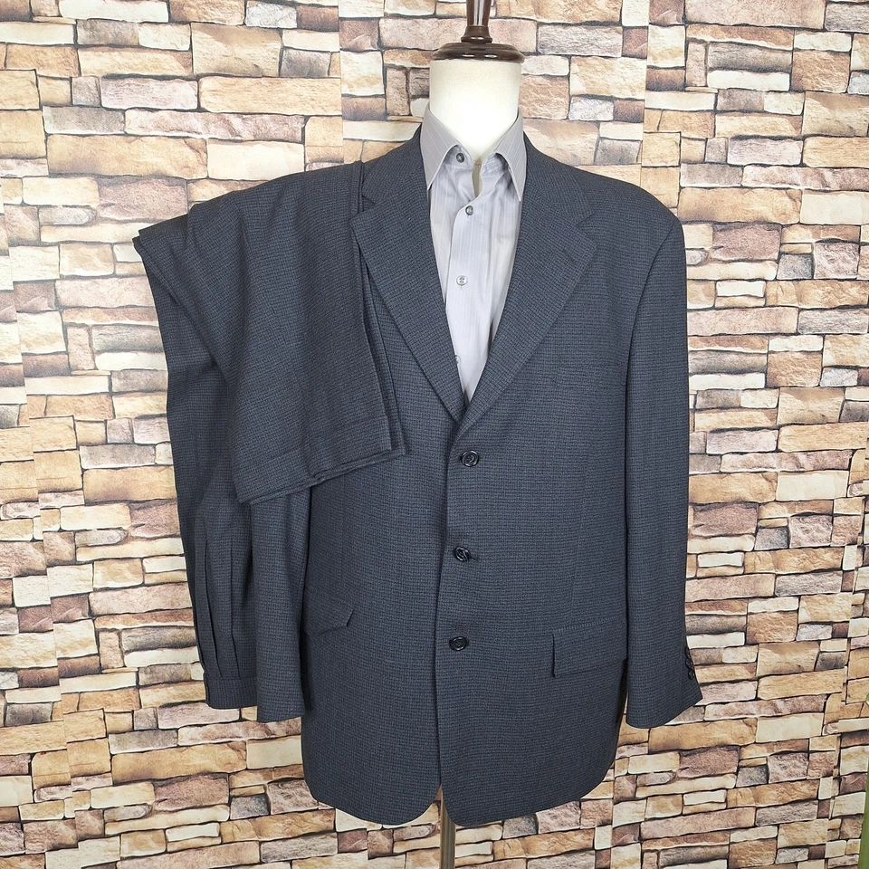 Claiborne 2 件套男式 48L 40X31 灰色格子 3 按钮 VL 羊毛 — 第 2/4 张图片