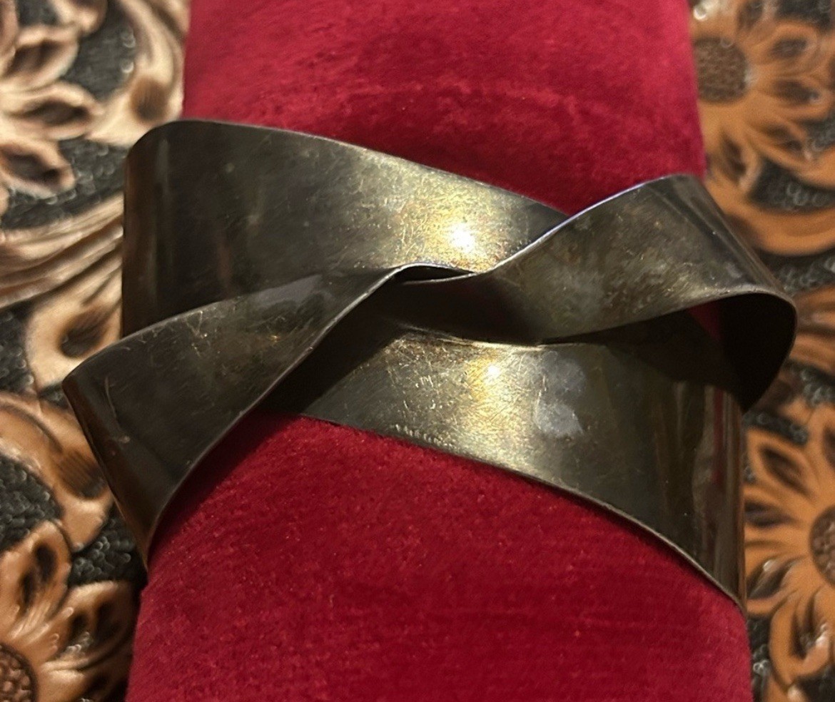 Solid Sterling Silver Twist Cuff Mexico - image 1