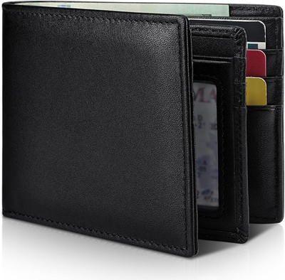 Mens Wallet Genuine Leather Bifold RFID Blocking Wallet for Men with 1 ID Window