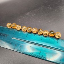 Lot Of 10 Crackel Amber Peach Vaseline Glass Uranium Glass Marbles Uv Glow