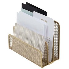 Gold Mail Organizer for Desk - Mail Holder Countertop - Small Mail Organizer