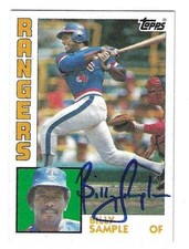 Signed BILLY SAMPLE 1984 Topps Rangers Autographed Card #12 - COA