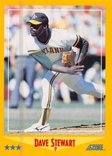 Dave Stewart 1988 Score 458 Oakland Athletics Baseball Card