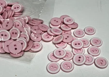 buttons plastic 5/8" pink white 20pcs Clearance Sale
