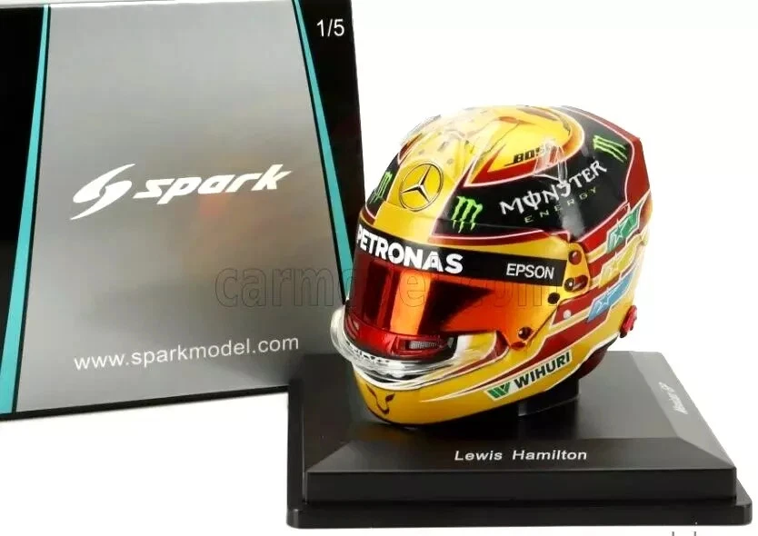 SPARK 1/5 F1 RACING HELMET LEWIS HAMILTON MERCEDES #44 MEXICAN GP 2017 5HF171 - Image 4 of 4