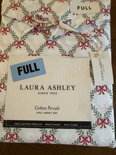 New LAURA ASHLEY Pink Trailing Bows Full Size 100 Cotton Percale Sheet Set