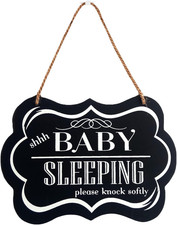 Baby Sleeping Sign "shhh BABY SLEEPING please knock softly" Front Door Decor New