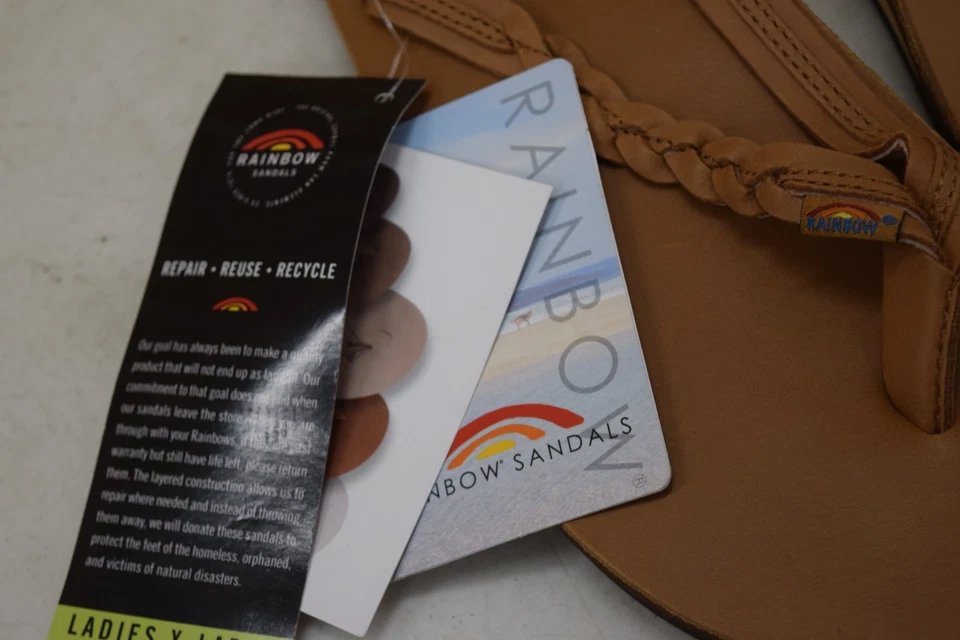 Sandalias Arco Iris Coquetas Trenzadas Una Capa Clásicas Cuero Tostado 8.5-9.5 Foto 4 de 4