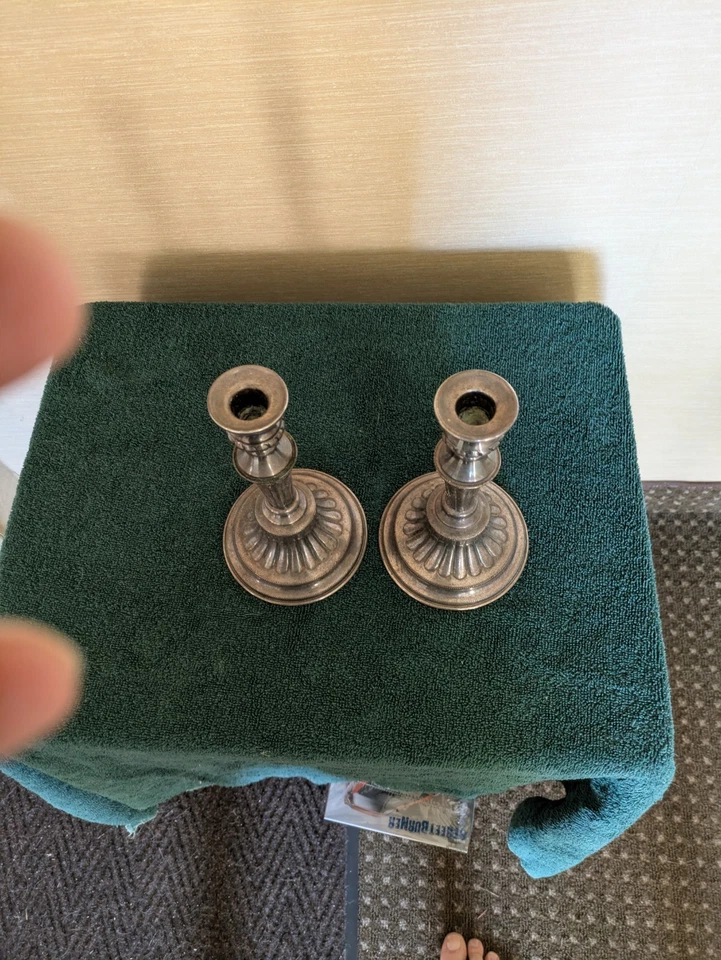 "Plato de plata vintage Viners of Sheffield England en candelabros de cobre - 8,25""" Foto 3 de 3