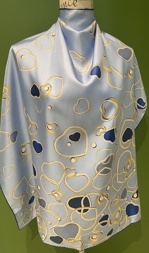 CHOPARD . SUPERB VINTAGE SILK SCARF-GOLD HEARTS & CHOPARD DIAMONDS! - Imagen 5 de 10