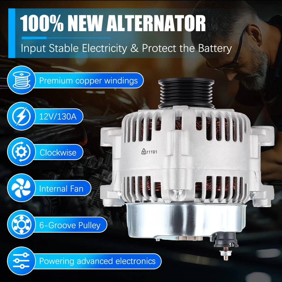 Alternator For Kia Sedona 2006 2007 2008 2009 V6 3.8L 3778cc 231cid 11191 11192 - Imagem 3 de 4