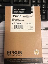 New Epson Genuine T5438 Matte Black Ink 110 ml. Best By Date 11/16