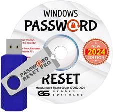 GEDDES Password Reset Recovery Pro USB and DVD Set NEW 2024 for Windows 10, 8.1,