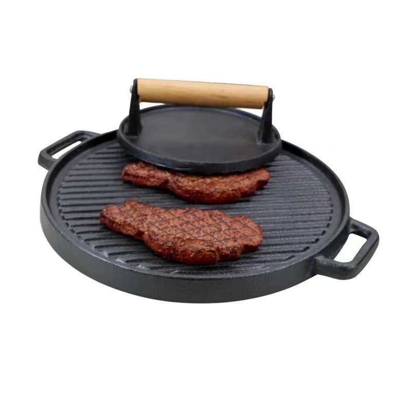 Cast Iron Steak Press Bacon Weight BBQ Hamburger Grills Meat Presser