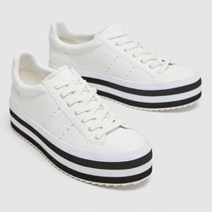 zara white platform sneakers