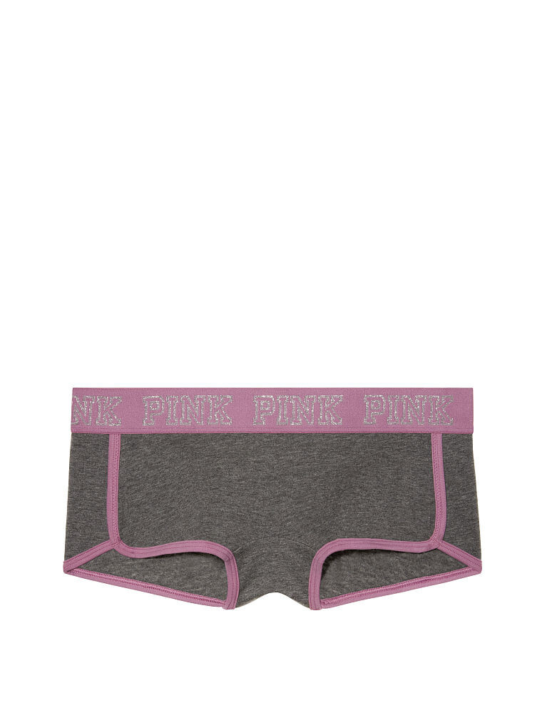 Victoria's Secret PINK Logo Boyshort Panty Lurex Heather Grey