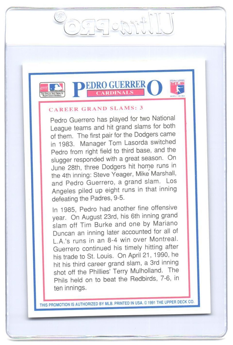 1991 Upper Deck Denny's Grand Slam Holograms Pedro Guerrero #22 | eBay