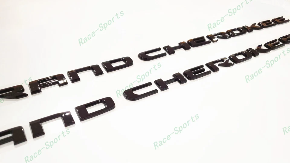 2PÇS 2021+ Jeep Grand Cherokee WL/WK placa de identificação porta lateral emblema preto brilhante - Imagem 3 de 4