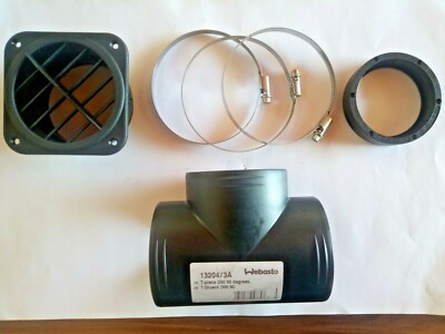D 90, T-Stück, Ausströmer drehbar, Adapter, 3 Schellen, Eberspächer Standheizung