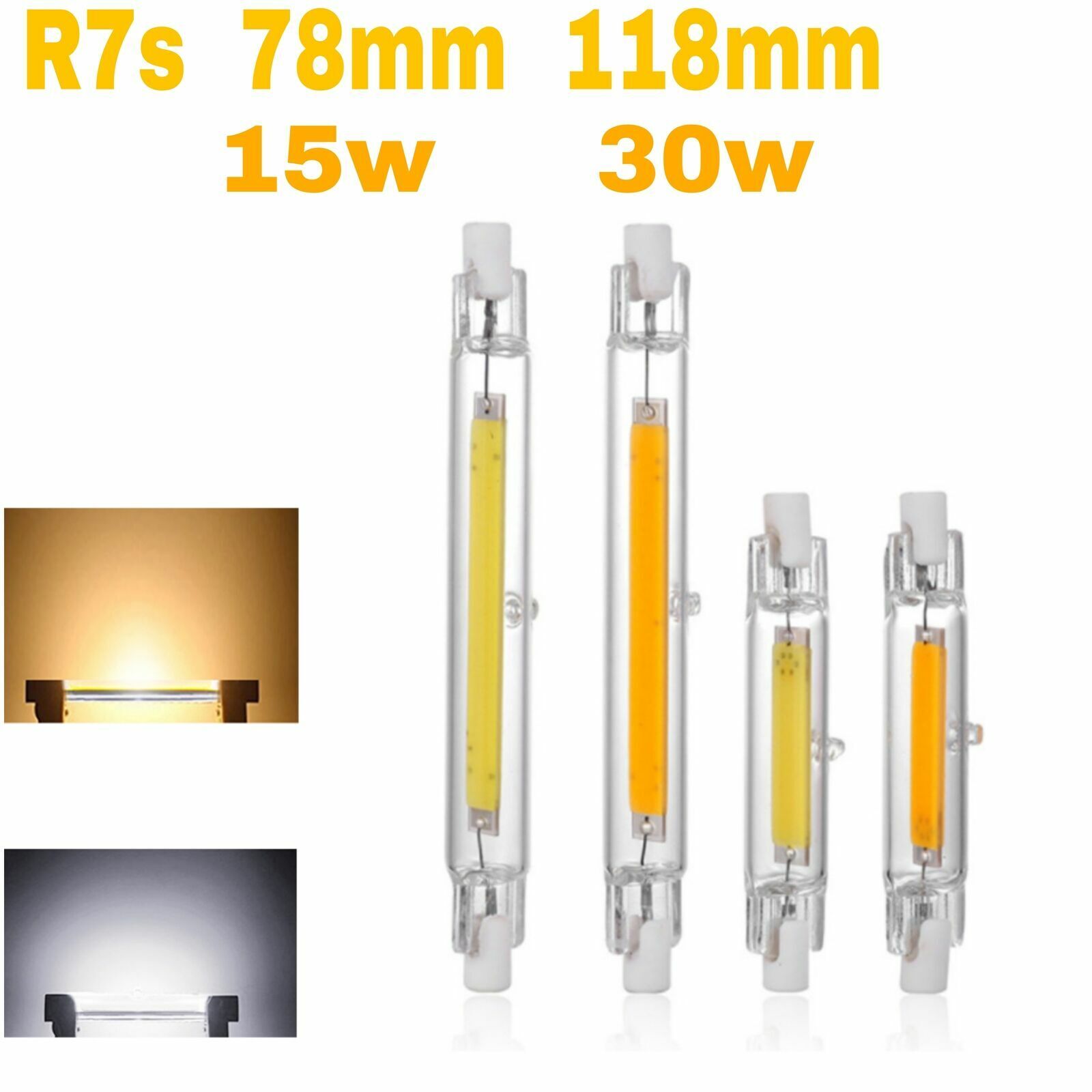 R7S Bulb 118mm 78mm Warm/Cool Halogen Lamp COB Dimmable 110V 220V eBay