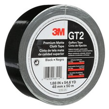 3M Premium Matte Cloth Gaffers Tape GT2, Black, 48 mm x 50 m, 11 mil