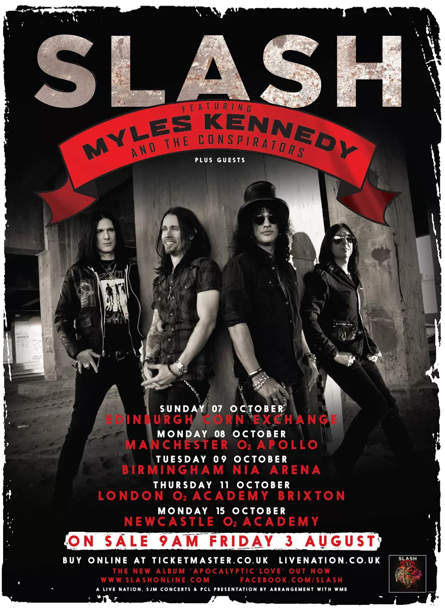 SLASH / MYLES KENNEDY & CONSPIRATORS 2012 UK CONCERT TOUR POSTER - Guns N'  Roses