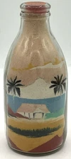 Vintage Hand Made Sand Art in a Bottle Tropical Island Palm Trees Decor