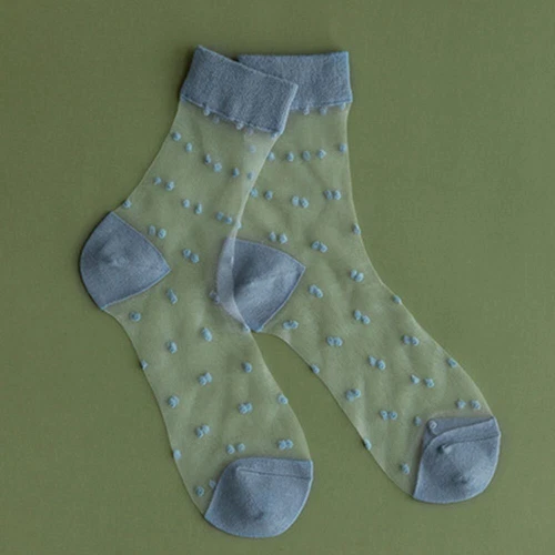 Women Lace Mesh Socks Transparent Thin Crystal Silk Short Ankle Socks Summer - Picture 20 of 38
