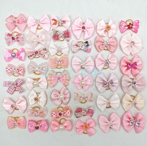 Pet Small Dog Hair Bows Rubber Bands Puppy Cat Grooming Accessory 13 Colors NEW - Picture 12 of 20