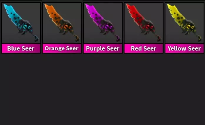 Roblox Murder Mystery 2 MM2 Purple Seer Godly Knifes and Guns