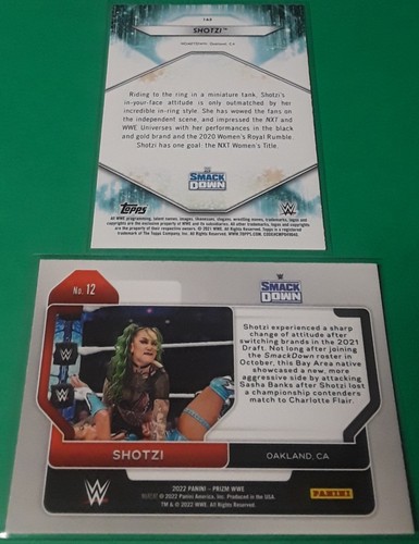 2022 Panini Prizm WWE SHOTZI Card Lot 2021 Topps #12 #165 NXT Womens Division - Picture 2 of 2