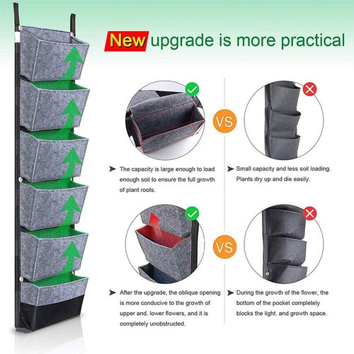 6 Pocket Planting Bag Planter Vertical Vegetable Garden Growing Pot Flower Pouch - Picture 8 of 20