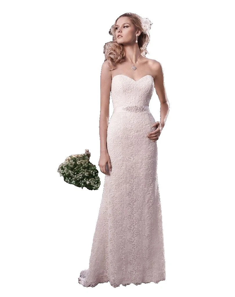 Columna de Encaje/vaina Vestidos de Novia Blanco