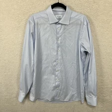 Eton Contemporary Textured Twill Shirt Mens 43 17 Blue White Long Sleeve