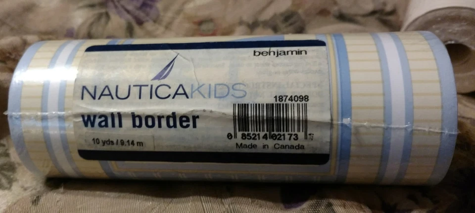 Papel pintado Nautica Kids Benjamin borde de pared azul amarillo alfabeto guardería 10 yardas Foto 2 de 3