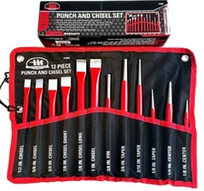 12pc ILLINOIS INDUSTRIAL TOOL PROFESSIONAL MECHANICS PUNCH AND CHISEL SET #21005