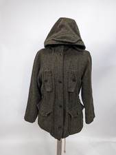 Dr Martens Harris Tweed Duffle Coat Jacket Ladies Med Green Tweed Uk10 *rare*#1a