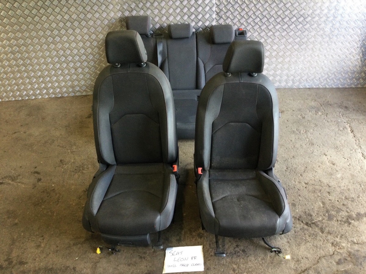 SEAT LEON FR FRONT REAR CLOTH INTERIOR SEATS RED STITCHES