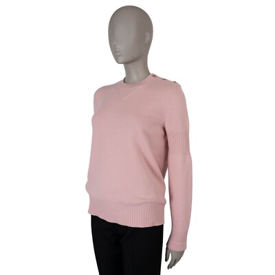 70756 auth CHANEL baby pink cashmere 15P CC TURNLOCK Crewneck