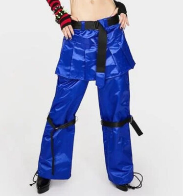 Current Mood Unisex Satin Cargo Hose Blau Größe M 38/40
